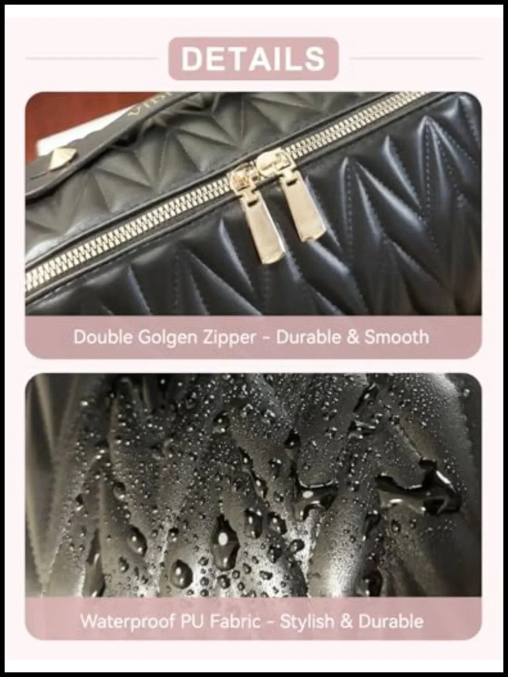 Large Waterproof PU Leather Toiletry Bag with Divider and Handle